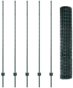 Cerca Euro com 5 Postes U Verde 1,6x10 m Aço