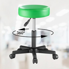 Banco giratória em 360° com rodas em couro sintético Ø35 x 48 x 46-60 cm Verde