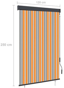 Estore de rolo para exterior 120x250 cm amarelo e azul