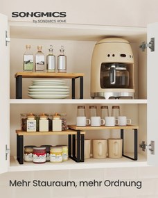 Conjunto de 3 prateleiras de cozinha para especiarias em metal Preto-bege natural