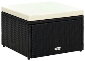 Banco Apoio de Pés/otamano em Vime 53x53x30 cm Preto