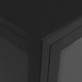 Aparador 75x35x105 cm vidro e aço preto