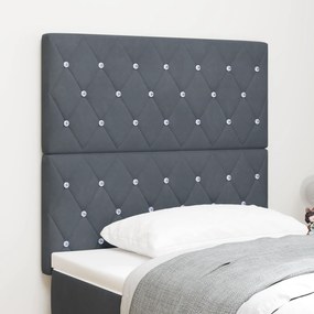 Cabeceira vidaXL com Botões de Cristal Tufted Cinza Escuro 100 cm Velu