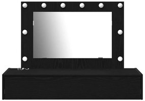 Mesa de Toucador Suspensa com Luzes LED em Carvalho Preto