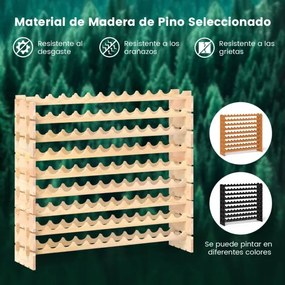 Garrafeira modular empilhável para 108 garrafas de vinho de 9 níveis para adega de cozinha Wine Bar Natural