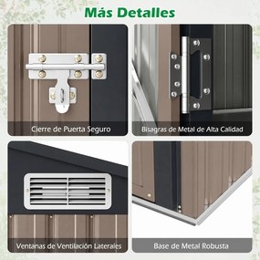 Abrigo para Ferramentas de Exterior, 150 x 89,5 x 186 cm, Prateleiras Ajustáveis, Cinzento