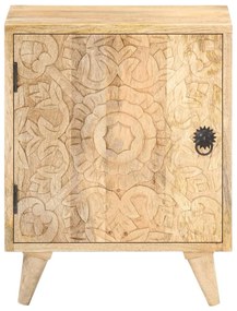 Mesa cabeceira esculpida 40x30x50 cm madeira mangueira maciça