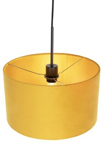 Candeeiro de suspensão em veludo ocre com ouro 35 cm - Combi Country / Rústico,Clássico / Antigo