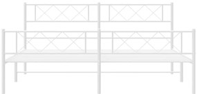Estrutura de cama com cabeceira e pés 183x213 cm metal branco