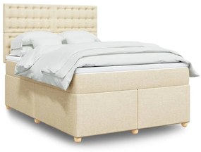 Cama com molas/colchão 140x200 cm tecido cor creme