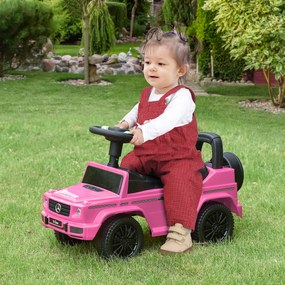 Carro de brincar para crianças, para empurrar com licença da Mercedes-Benz, 12-36 meses, porta-malas, buzina e faróis, cor-de-rosa