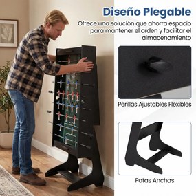 Mesa de matraquilhos dobrável em madeira com 22 jogadores para crianças 121 x 60,5 x 81 cm, 2 marcadores e 2 bolas para 2 a 4 jogadores – ideal para f
