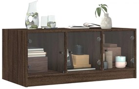 Mesa de centro c/ portas de vidro 102x50x42cm carvalho castanho
