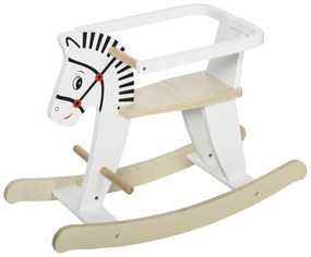 HOMCOM Cavalinho de Balanço Zebra em Madeira Brinquedo de Balanço em Madeira Pegas Apoio para Os Pés Anel de Segurança | Aosom Portugal