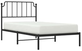 Estrutura de cama com cabeceira 100x200 cm metal preto