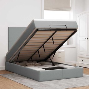 vidaXL Estrutura cama otomana colchão 120x200 cm tecido cinzento claro