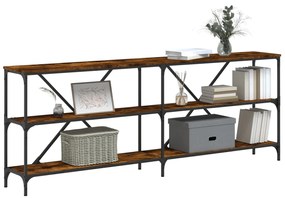 Mesa consola 200x30x75 cm deriv. madeira/ferro carvalho fumado