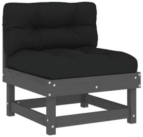 4 pcs conjunto lounge jardim c/ almofadões madeira maciça cinza