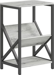 HOMCOM Mesa de Apoio Estreita Mesa Lateral com Armazenamento em 3 Níveis Porta-Revistas em V Estrutura em Aço 40x30x61cm Cinza Escuro | Aosom Portugal