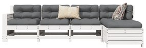 5 pcs conjunto de sofás de jardim madeira pinho maciça branco