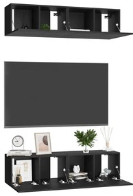 Móveis de TV 4 pcs 60x30x30 cm contraplacado preto