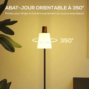 Candeeiro de pé para sala de estar 45 x 21 x 148 cm com cabeça giratória a 350°, candeeiro de pé moderno com 3 temperaturas de cor, preto