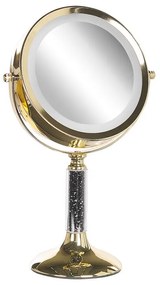 Espelho de maquilhagem preto e dourado com LED ø 18 cm BAIXAS Beliani
