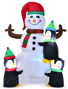 Boneco de Natal Insuflável com Luzes Luminosas Pinguins Saco de Areia Embutido Decoração de Natal para Jardim Interior 180 cm