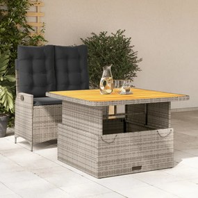 vidaXL 2 pcs conjunto de jantar p/ jardim c/ almofadões vime PE cinza