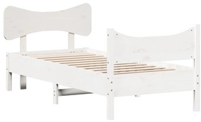 Cama sem colchão 90x200 cm madeira de pinho maciça branco