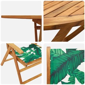 Conjunto de Jantar de Jardim 7 pcs Padrão de folhas 6-Pessoas