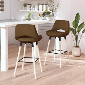 vidaXL Bancos de bar 2 pcs tecido castanho
