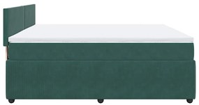Cama com molas/colchão 200x200 cm veludo verde-escuro