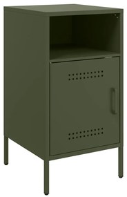 Mesas de cabeceira 2 pcs 36x39x68 cm aço verde-azeitona