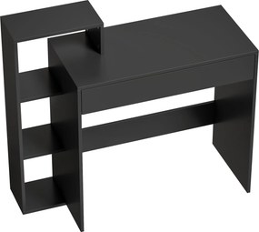 HOMCOM Secretária com arrumação, secretária de computador com 3 prateleiras de arrumação e gaveta, 100 x 40 x 90 cm, preto | Aosom Portugal