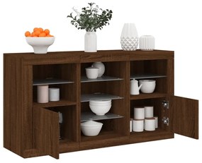 vidaXL Aparador com luzes LED 123x37x67 cm carvalho castanho