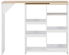 Mesa de bar com prateleira movível branco 138x39x110 cm