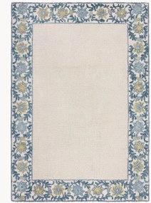 Tapete de lã tufado à mão de pelo curto Myla Floral Frame
