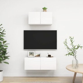 2 pcs conjunto de móveis de TV derivados de madeira branco