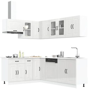 11 peças armário de cozinha conjunto Kalmar brilho branco