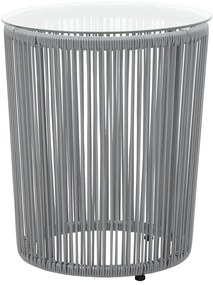 3 pcs conjunto de bistrô com almofadões vime PE cinzento