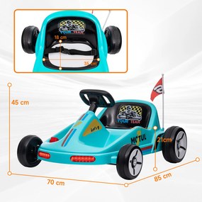 Kart Elétrico 6V para Crianças acima de 3 Anos com Música Luz Buzina Cinto de Segurança Carga 50 kg  85x70x45 cm Azul