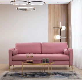 Sofá de 3 Lugares Rome – Rosa Empoeirado – 215 cm x 90 cm x 70 cm