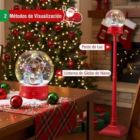 Lâmpada musical natal de 150 cm com globo de neve em suporte com 8 tons Vermelho