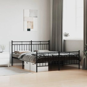 Estrutura de cama sem colchão com pés 160x200 cm preto