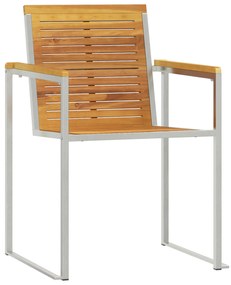 Chaise Longue com Cadeiras de Jardim 3 pcs Madeira de Teca Maciça