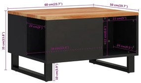 Mesa de centro 60x50x35 cm madeira de acácia maciça