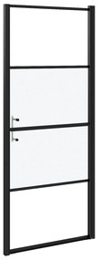 Porta de chuveiro meio vidro fosco temperado 81x195 cm preto