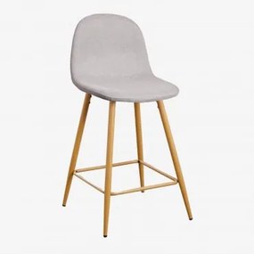 Banqueta Alta Glamm Madeira Natural & ↑65 Cm & Cinza Concreto - Sklum