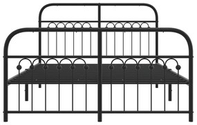 Estrutura de cama com cabeceira e pés 140x200 cm metal preto